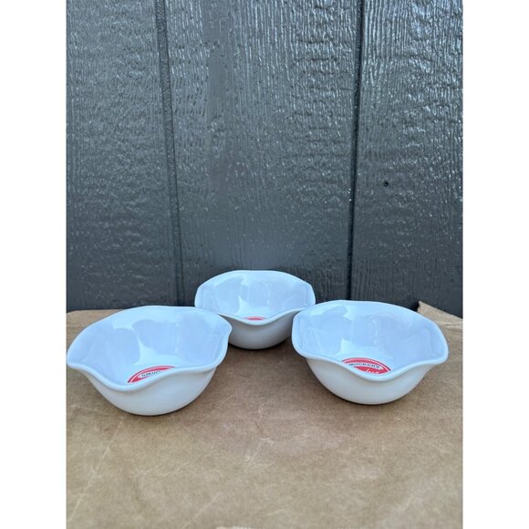 Smuckers Sundae Any Day White Ceramic Ice Cream Dessert Bowls Set Of 3 - Picture 2 of 5